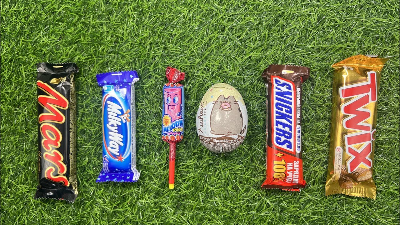ASMR Unwrapping Snickers Mars Twix Milky Way and Rainbow Candy Lollipops