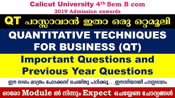 QT| Important questions| Previous year questions|4th sem bcom| calicut university|2019 admn onwards