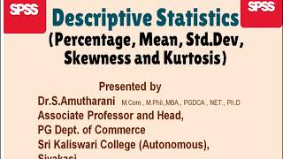 Descriptive Statistics using SPSS