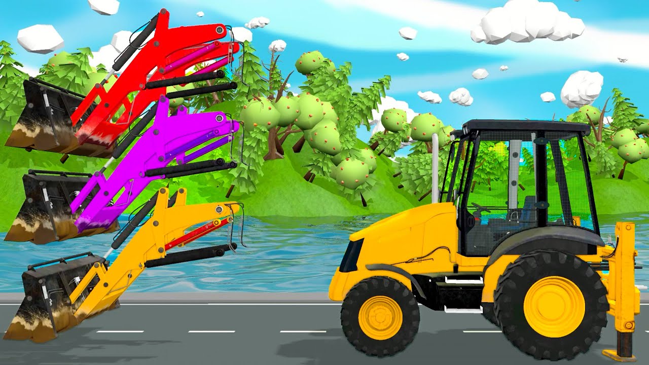 JCB Tractor, Excavator, and Truck Wheel Matching Correctly Guess Game, Wheel Slide Color