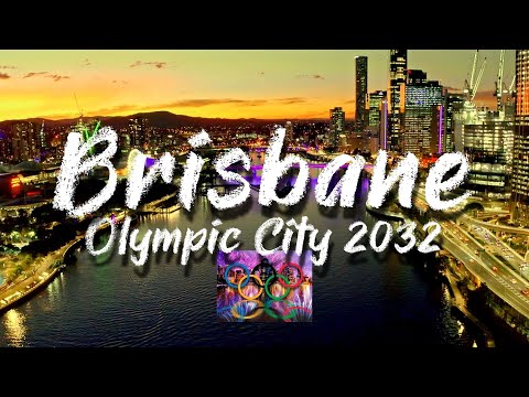 Brisbane Olympic City 2032-Stunning Sunset night Queensland -By Drone 4K