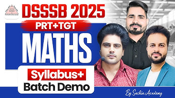DSSSB 2025 MATHS DEMO by Sachin Academy Live 4pm