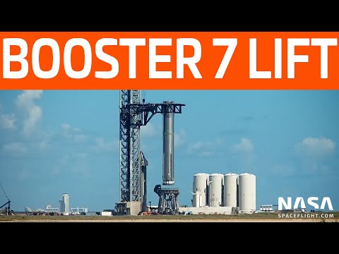 Booster 7 Lifted Onto the Launch Mount | SpaceX Boca Chica