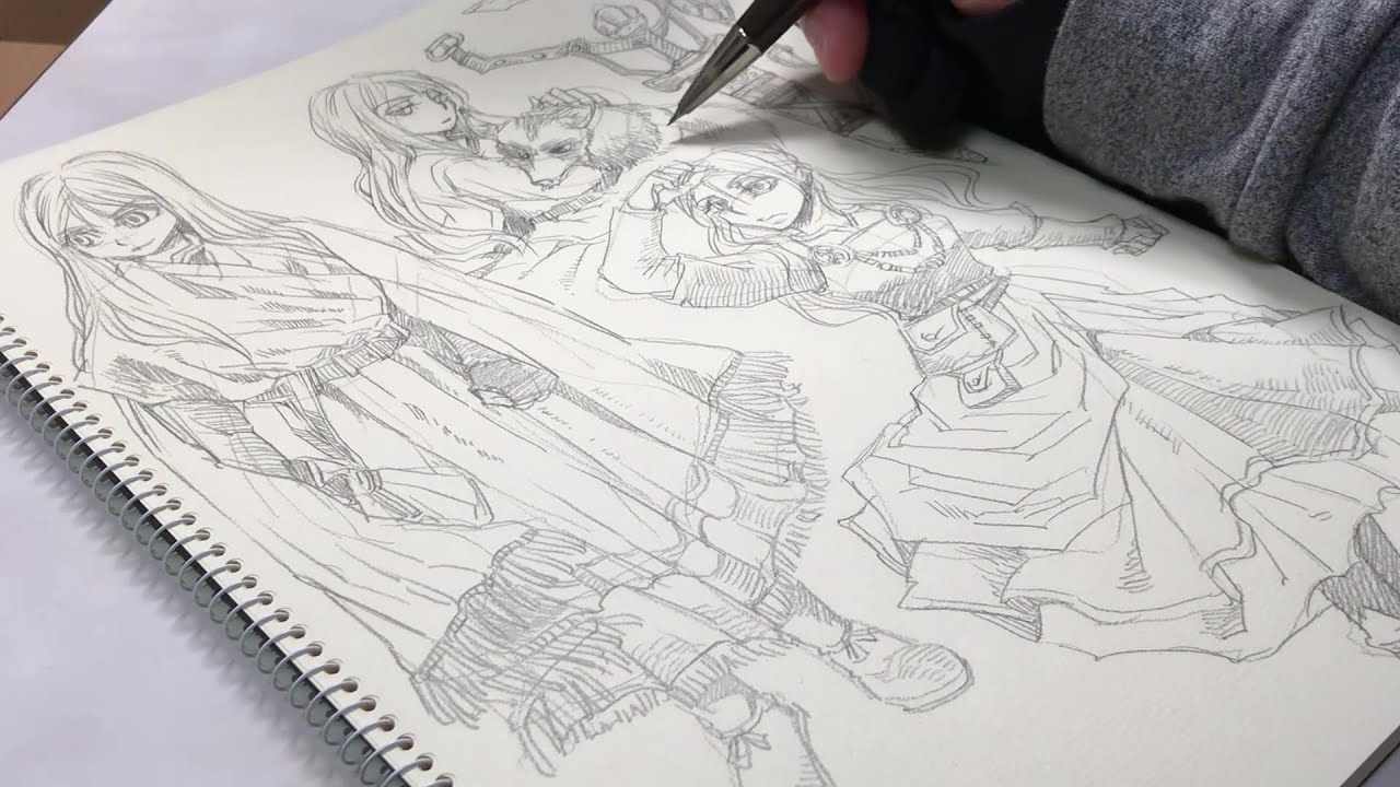 アナログ スケッチブックに鉛筆とシャーペンで落書き 描いてみた Youtube