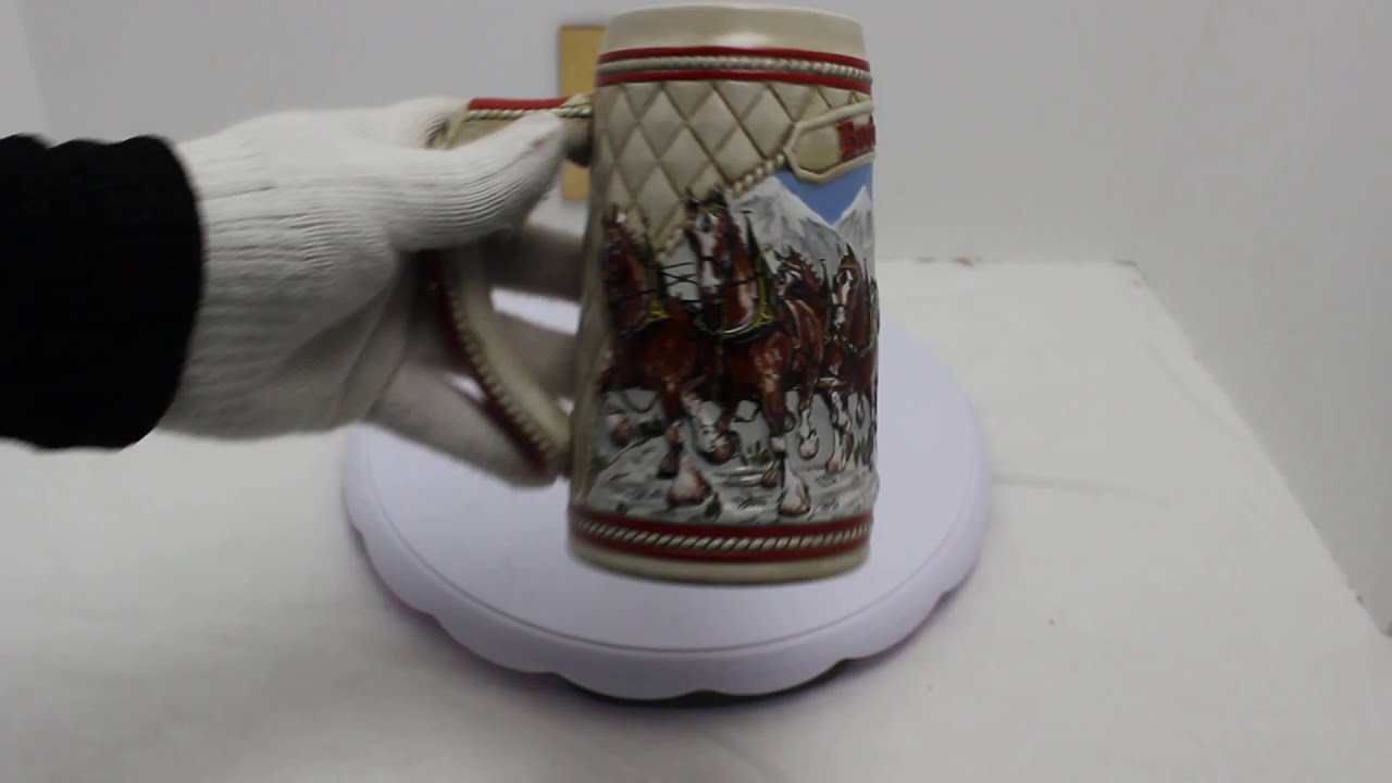 1985 A Series Budweiser Holiday Christmas Beer Stein Clydesdale Collectible Mug