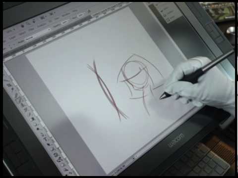 drawing a cartoon character in photoshop with a wacom cintiq