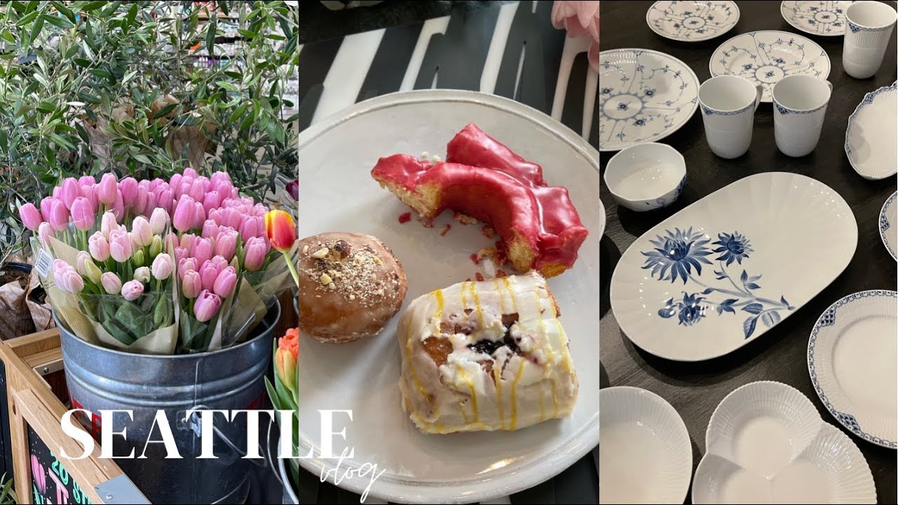 시애틀 일상 VLOG 왕실 도자기 로얄코펜하겐 언박싱 도넛 맛집 Half n Half Donut Co. World