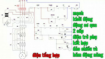 mạch khởi động động cơ qua 2 cấp điện trở phụ kết hợp đảo chiều và hãm động năng
