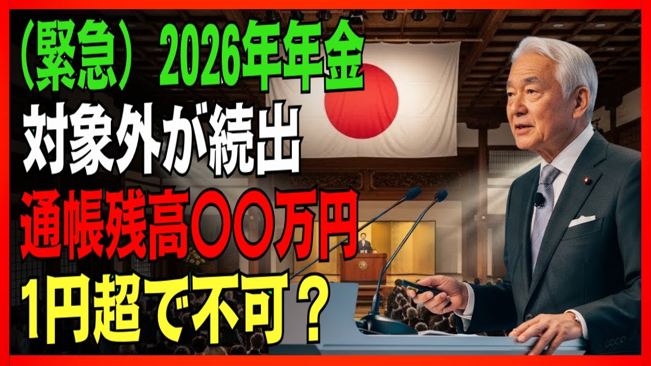 【緊急】対象外が続出！？2026年 年金、通帳残高が「ある金額」を1円でも超えると、受け取れない可能性があります1961年生まれ以前の方は必ず確認してください#年金#基礎年金#老後のお金