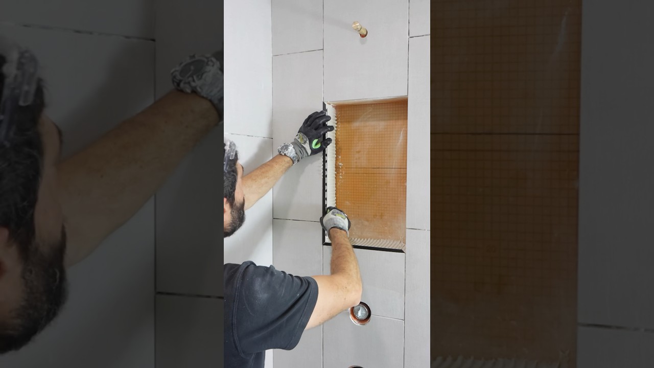 Shower Niche Trim Tips - #shorts #diy #bathroomremodel #construction