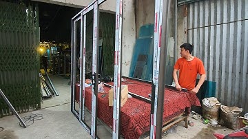 Cách làm cửa xingfa hệ 93 lùa 4 cánh bản rộng cánh 85 với khóa chữ P  hiệu Kinlong