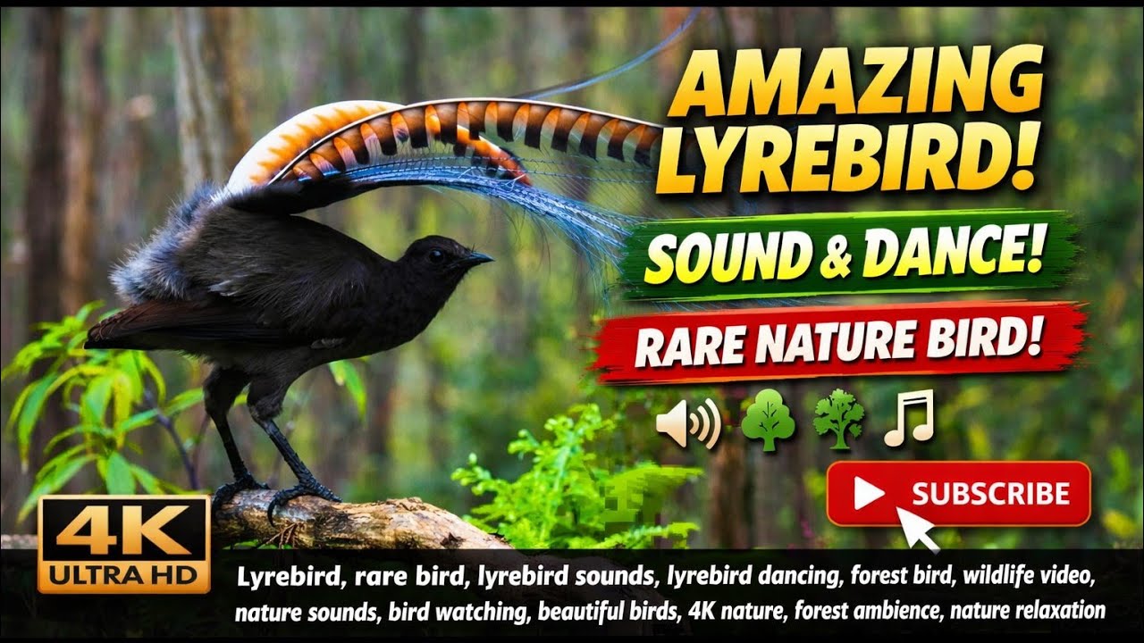 Amazing Lyrebird Sound & Dance in Forest 🌿 Rare Nature Bird 4K. 