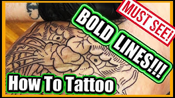 How To Tattoo Bold Lines! Plus Full Demonstration Tattooing Real Skin! Tattoo Lining Techniques!