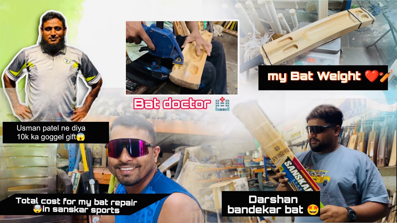 Bat doctor 🏥Usman patel ने दिया 10000 का चश्मा gift😎darshan bandekar bat weight😱total cost bat repr🤯