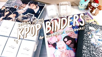 setting up my kpop photocard binders for new comebacks ✿ zb1, enha, svt, aespa, stray kids & more !