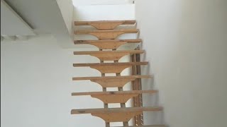 wooden staircase step by step लकड़ी के जीनेका डिजाइन
