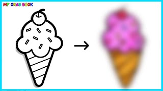 Ice Cream Drawing Painting, Coloring for Kids and Toddlers