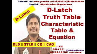 D Latch || D Latch using NOR gates || D Latch Truth Table || D Latch Characteristic Table & Equation