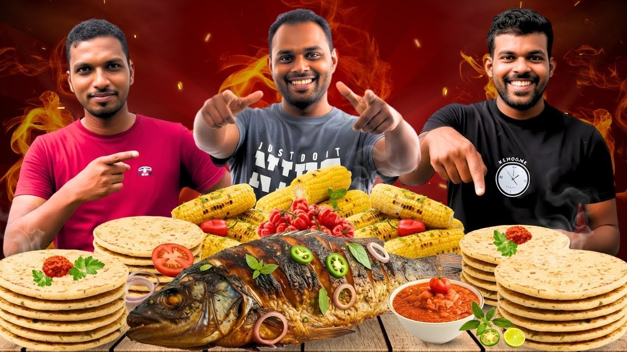 POL ROTTI & BBQ FISH | Spicy Pol Rotti & Fish Cooking in Village | Pol Rotti with Nai Miris 