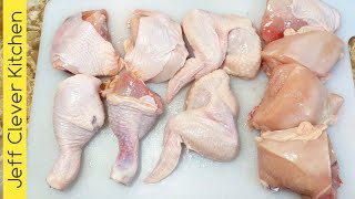 Cutting a WHOLE CHICKEN into 10pcs | White and Dark Meat of Chicken @JeffCleverKitchen