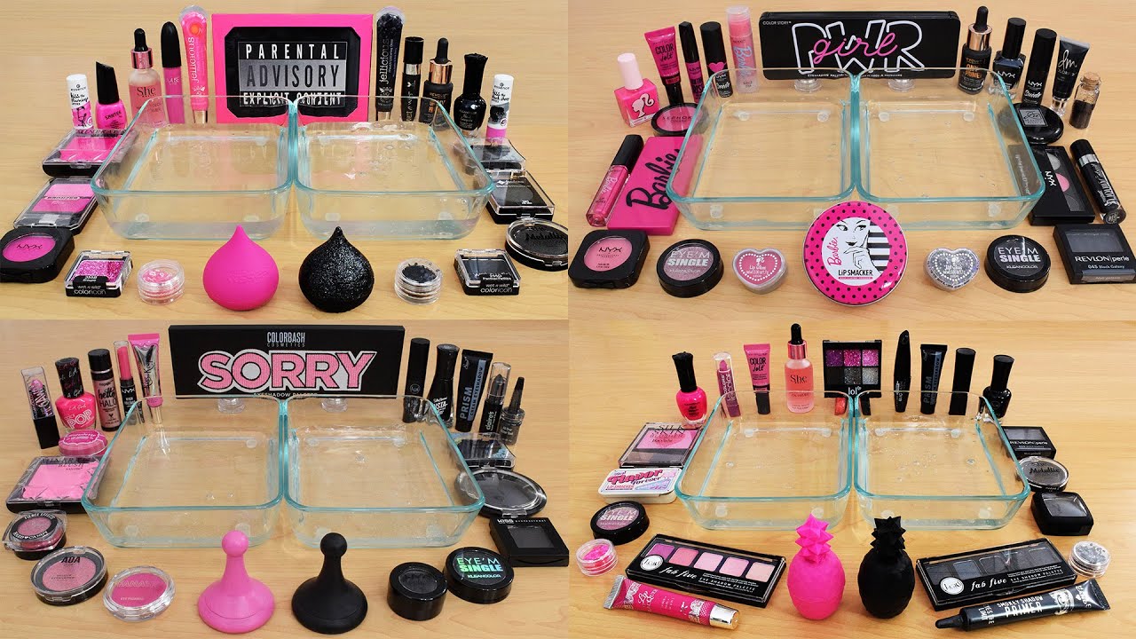 Pink vs Black  - Mixing Makeup and Eyeshadow into Satisfying Slime ASMR - My BEST Slime Collection