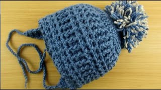 Crochet pom pom hat 1-2 years / easy tutorial/ Happy Crochet Club