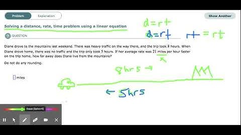 ALEKS - Solving a distance, rate, time problem using a linear equation