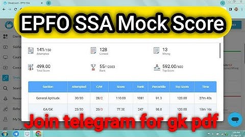 💯EPFO SSA Mock Score with detail analysis😃☝️ #epfossa2023