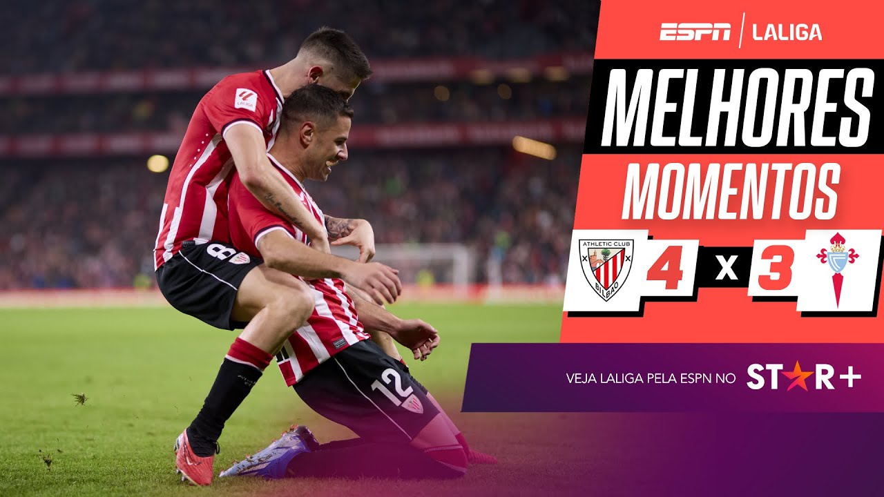 Em jogo frenético de 7 gols, Athletic Bilbao marca no último lance e bate Celta | Melhores Momentos