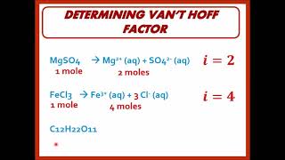 The Van't Hoff Factor and Colligative Properties
