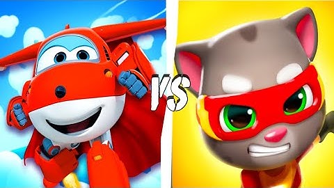 Super Wings Jett Run vs Talking Tom Hero Dash Gameplay - Birthday Tom