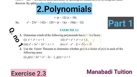 9th class maths|Chapter 2|👩‍🏫Polynomials |💁‍♂️Exercise 2.3 |Q no 1| part 1|With notes|