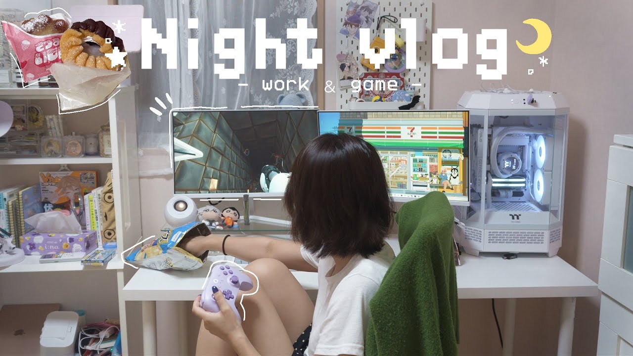 社会人オタクの夜の過ごし方🎮 | 退勤後ミスド食べてゲームする🍩🏠
