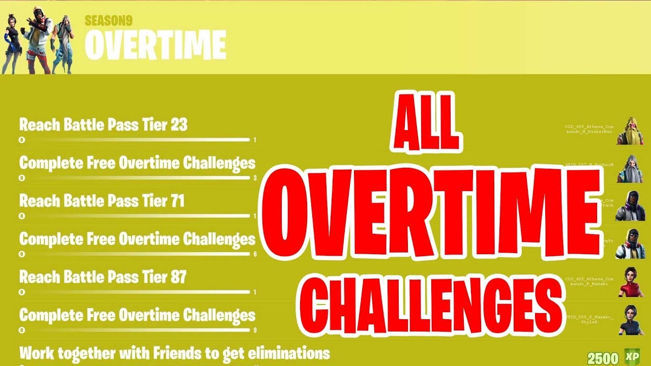 *NEW* ALL OVERTIME CHALLENGES SEASON 9 in Fortnite