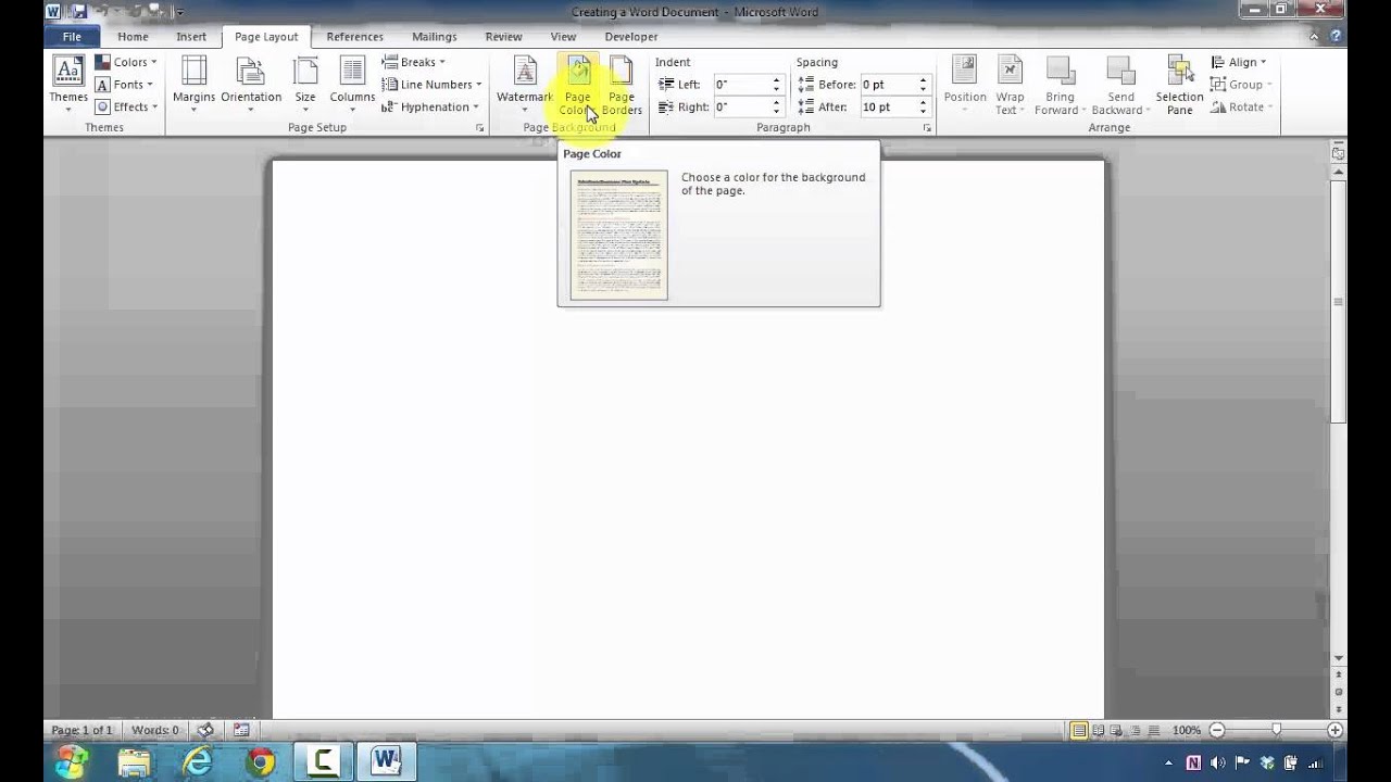 How to Change Page Background Color in Microsoft Word 2010 Document