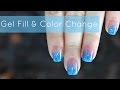 HOW TO: Gel Nails Fill & Color Change | Blue Glitter Fade Tutorial