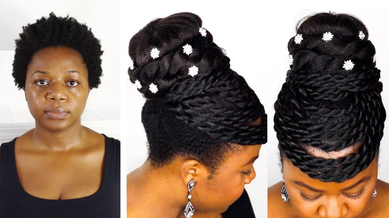 FAUX TWISTED BUN UPDO - YouTube