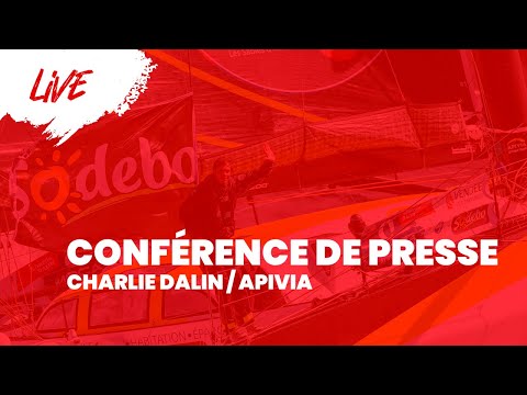 Conférence de presse arrivée Charlie Dalin (VendeeGlobeTV)