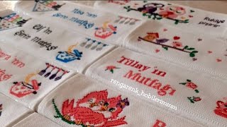 Etamin Havlu Modelleri, Etamin Havlu Işleme, Etamin Nasıl Işlenir, Kanaviçe, Kaneviçe Nakışlı Havlu