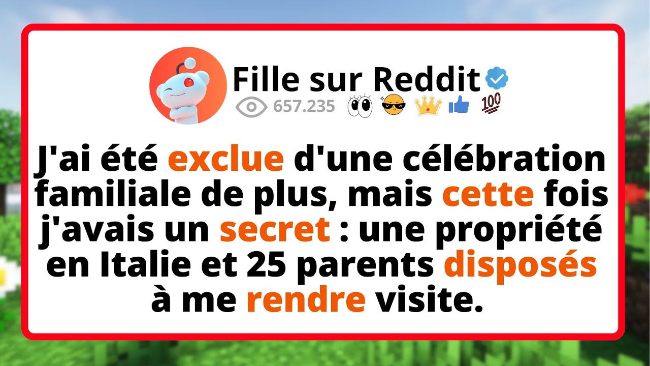 J'ai été EXCLUE d'une célébration familiale de plus, MAIS cette fois j'avais un SECRET: une...