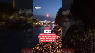 The massive crowd on the banks of the Seine in Paris for the Music Festival