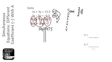 Simultaneous Equations: Different Coefficient (-) With A Decimal Answer (Grade 6) - GCSE Maths