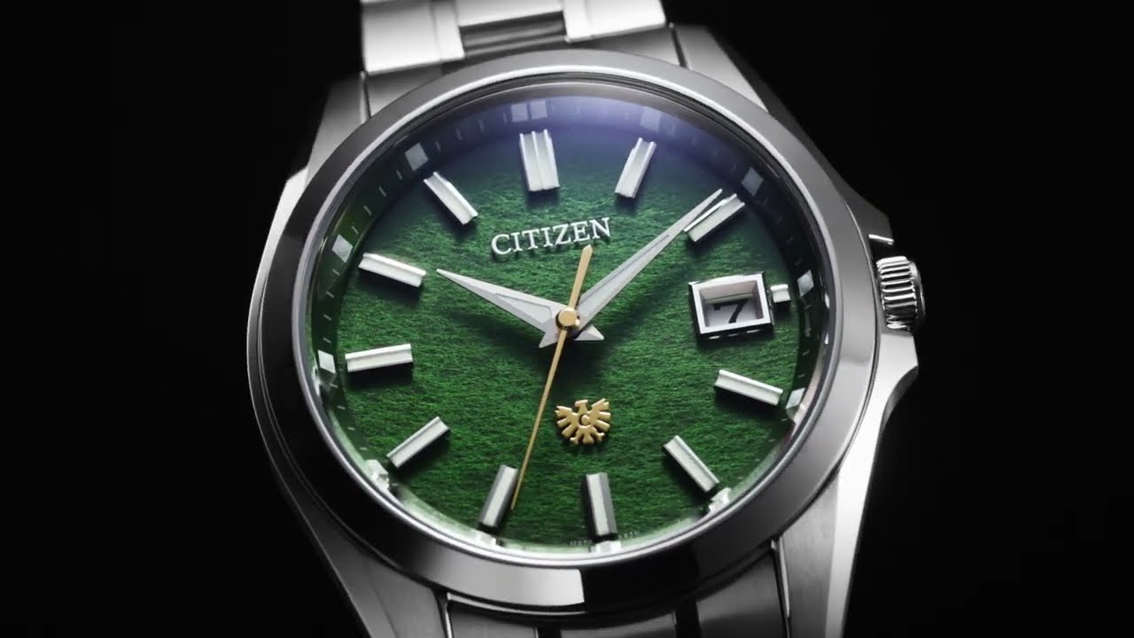 The CITIZEN: Hand-dyed Green Washi Paper Dial Model AQ4091-56W