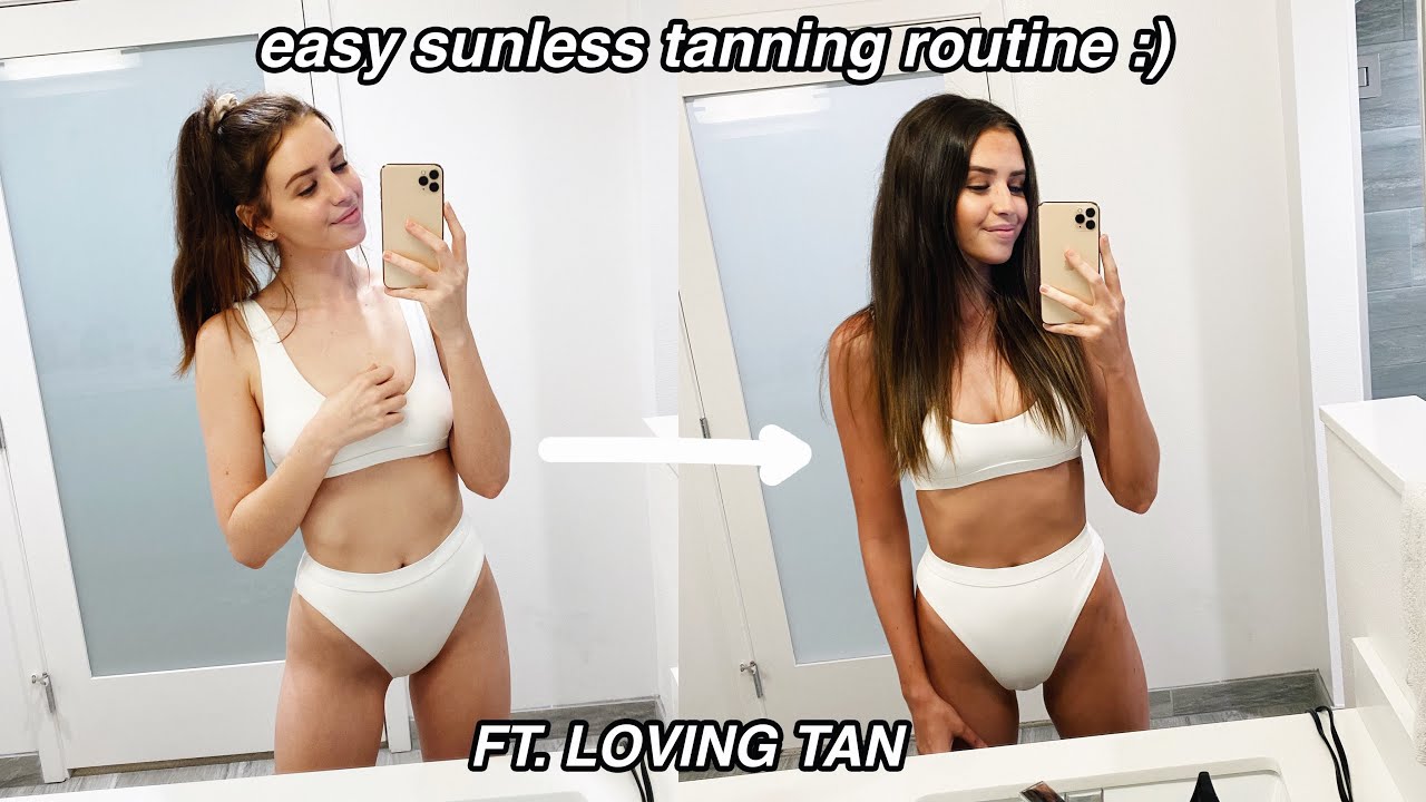 UPDATED SELF TAN ROUTINE! (+ no foundation makeup) - YouTube