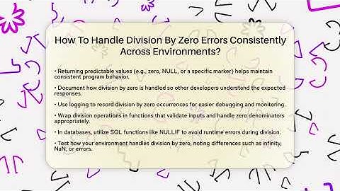 How To Handle Division By Zero Errors Consistently Across Environments? - Learn To Troubleshoot