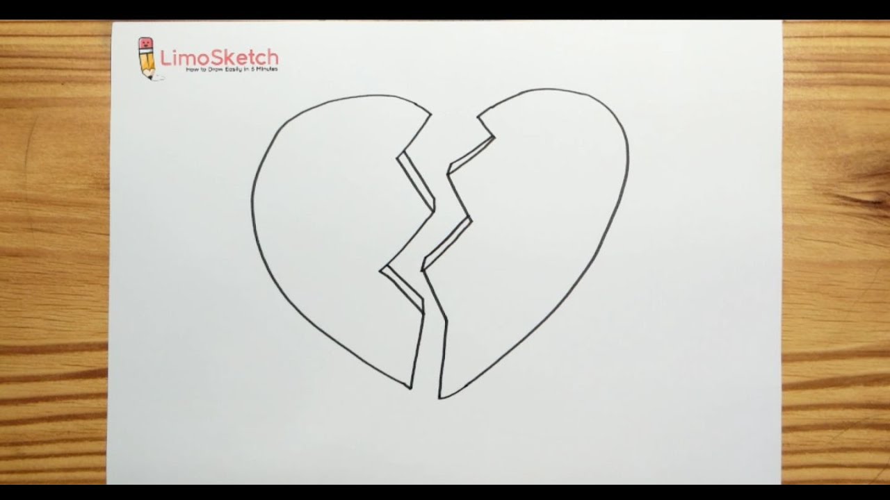 How to Drawing A BROKEN HEART Easy Step by Step YouTube