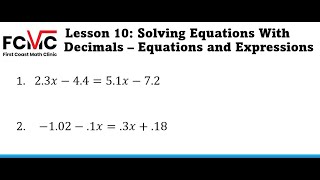 How to Solve Equations with Decimals - First Coast Math Clinic