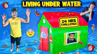 LIVING In POOL HOUSE For 24HOURS😱😍 Under Water🏠Challenge Gone Wrong -Ritik Jain Vlogs