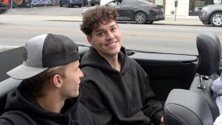 Noah Beck Is Asked About Jaden Hossler and Nessa Dating, Then Drives off With His Friends.