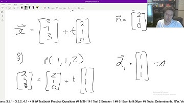 MTH 141: Study Session 3 (Part 2) (Equations of Planes, Equations of Lines, Intersection of Planes)
